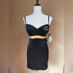 Batman Womens Sexy Lingerie Cosplay Bustier Slip Dress Size Large NWT Bejeweled
